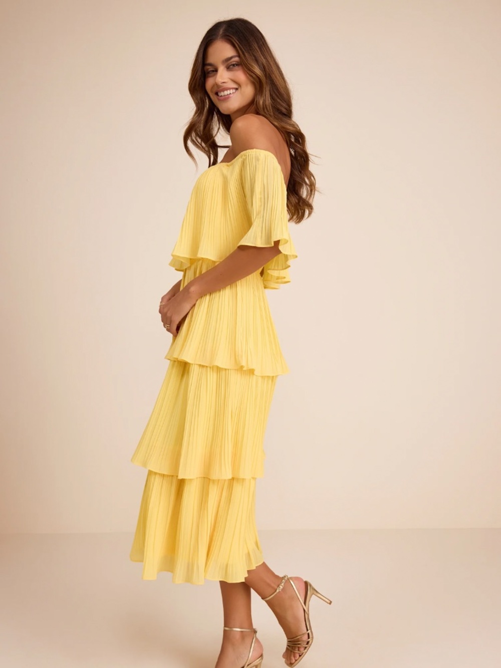 Lulus Ruffle Midi Dress - Picture 2 of 2